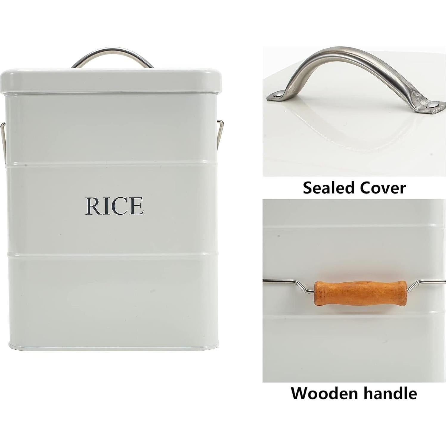 Caja de Almacenamiento de Arroz Xbopetda Metal 18x15x23cm