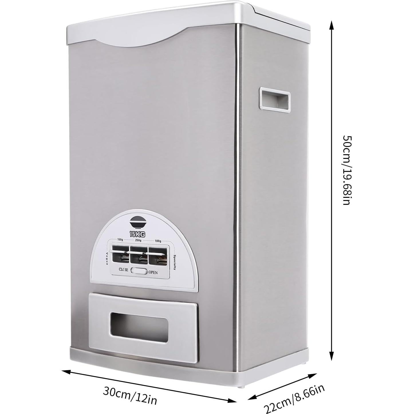 Dispensador de Arroz Acero Inoxidable 14,97 kg con Sellado