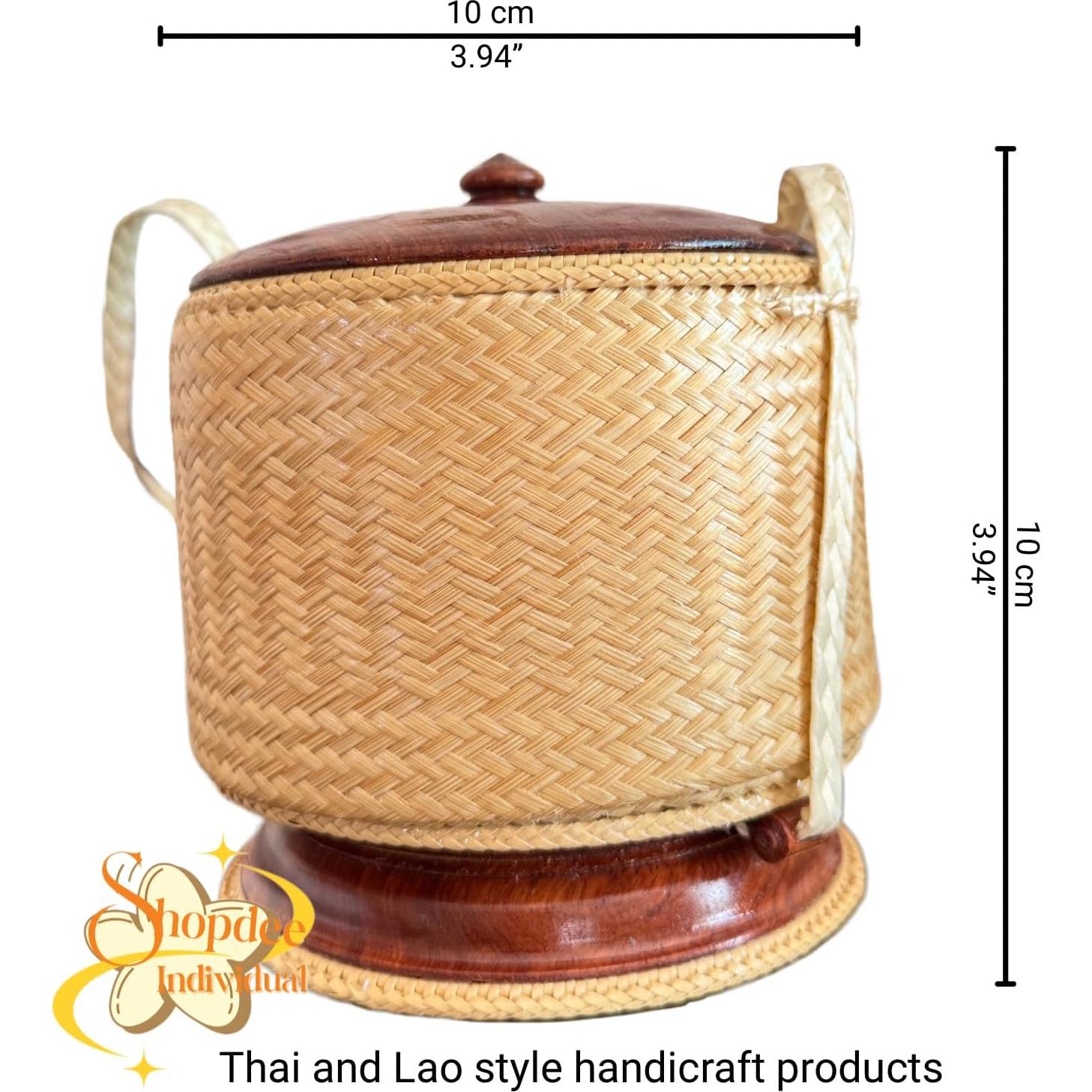 Contenedor de arroz pegajoso Shopdee, tejido a mano, 15 cm