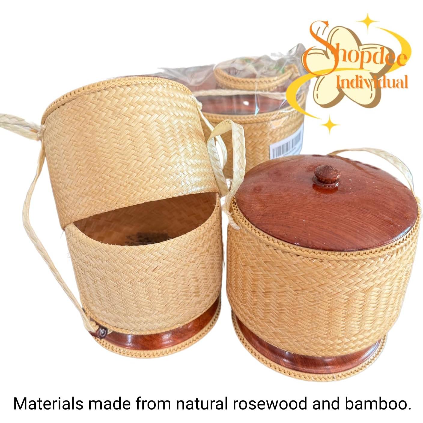 Contenedor de arroz pegajoso Shopdee, tejido a mano, 15 cm