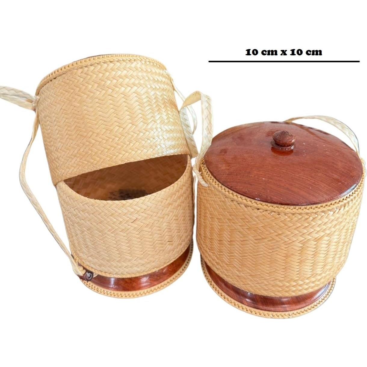 Contenedor de arroz pegajoso Shopdee, tejido a mano, 15 cm