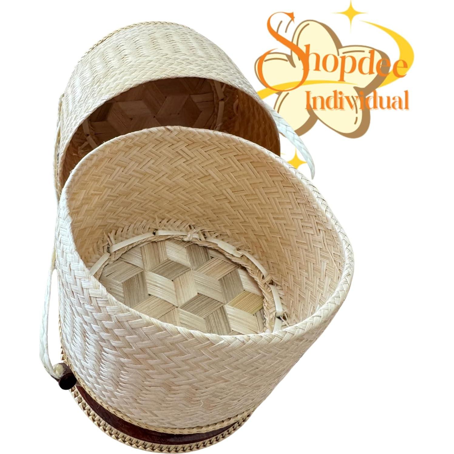 Contenedor de arroz pegajoso Shopdee, tejido a mano, 15 cm