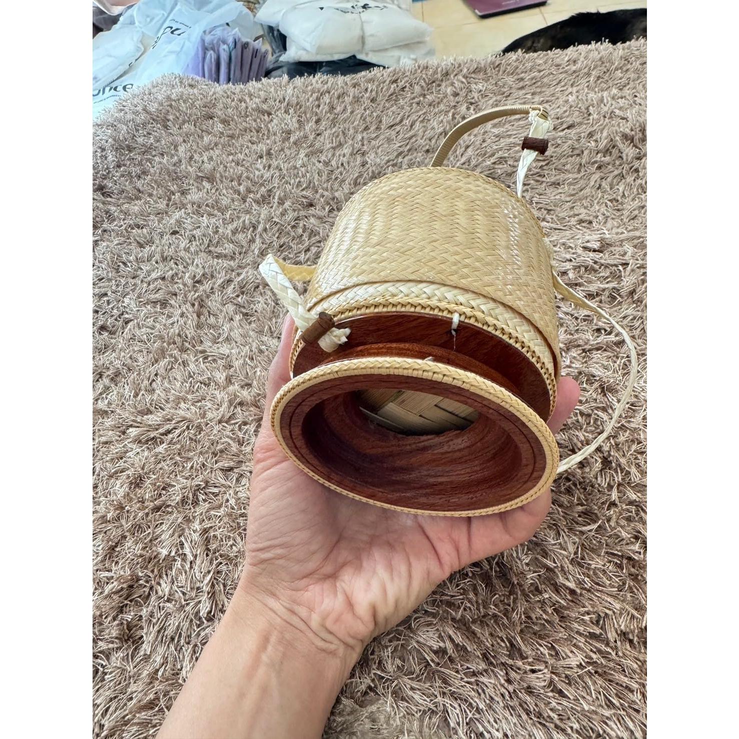 Contenedor de arroz pegajoso Shopdee, tejido a mano, 15 cm