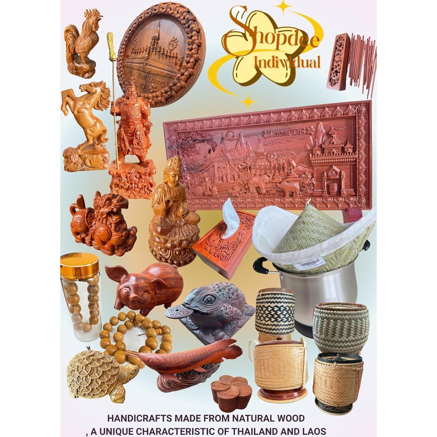 Contenedor de arroz pegajoso Shopdee, tejido a mano, 15 cm