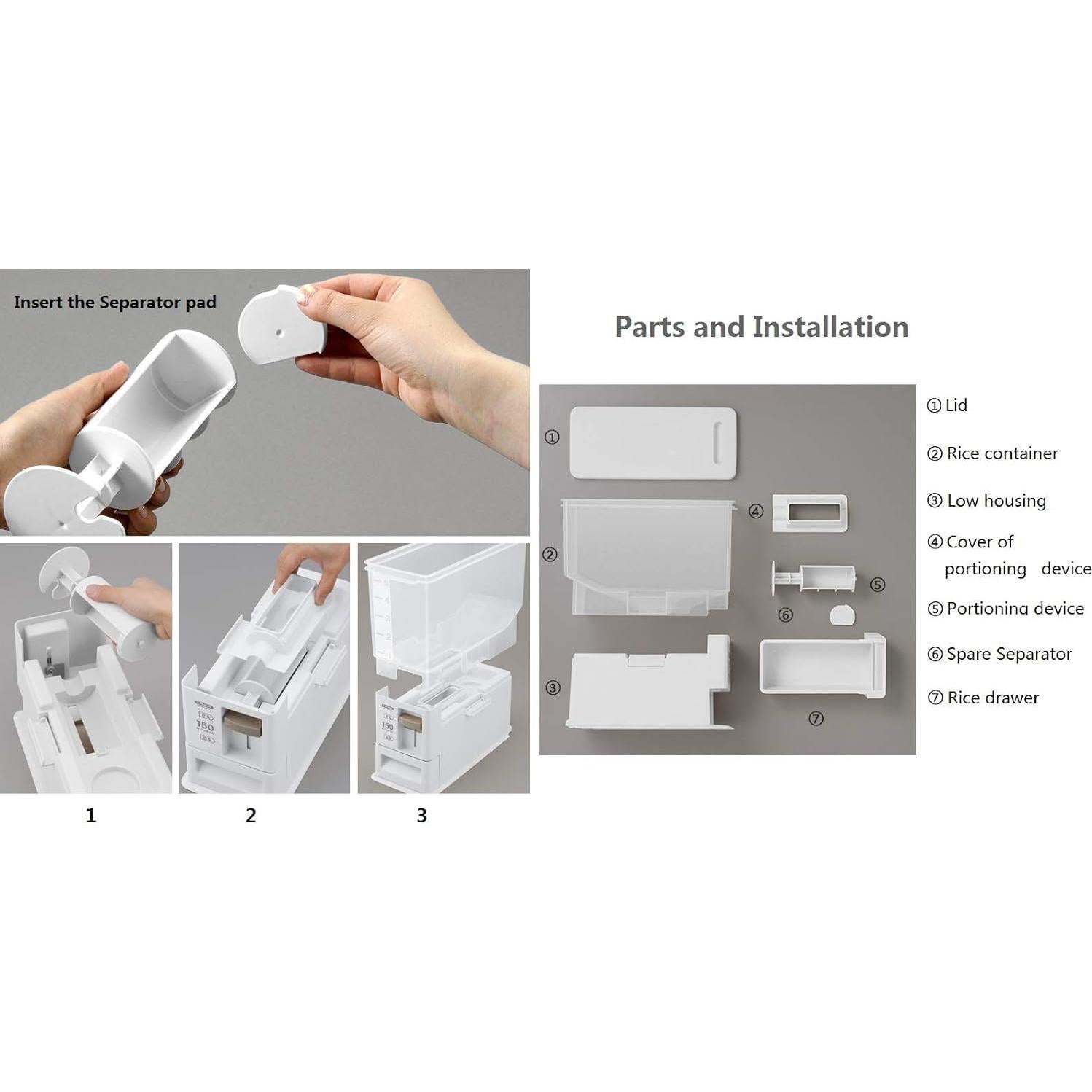 Dispensador de Arroz i Kito 12 kg con Contenedor Medidor