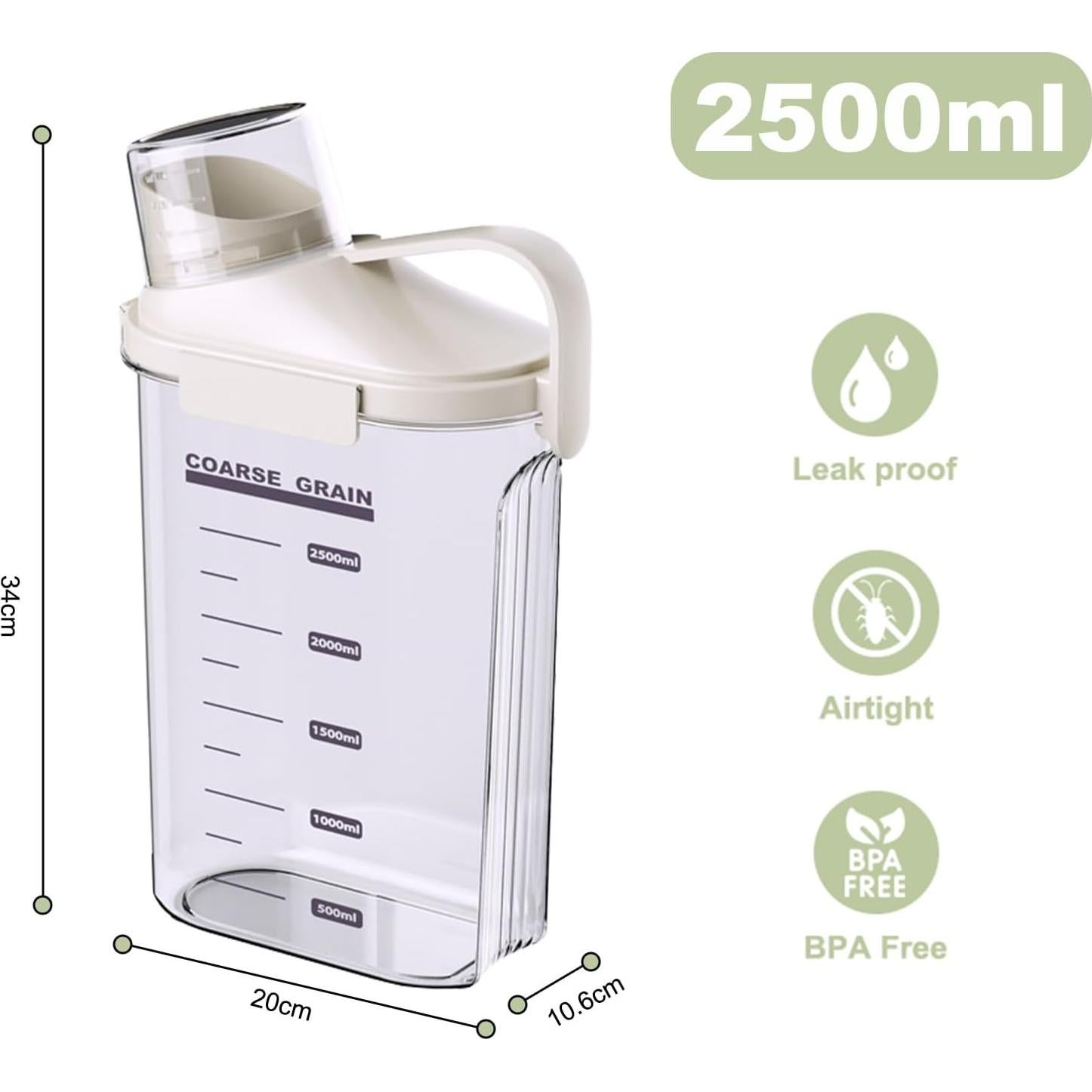 Juego 3 Contenedores Almacenamiento Alimentos LANGMINGDE 2500ml