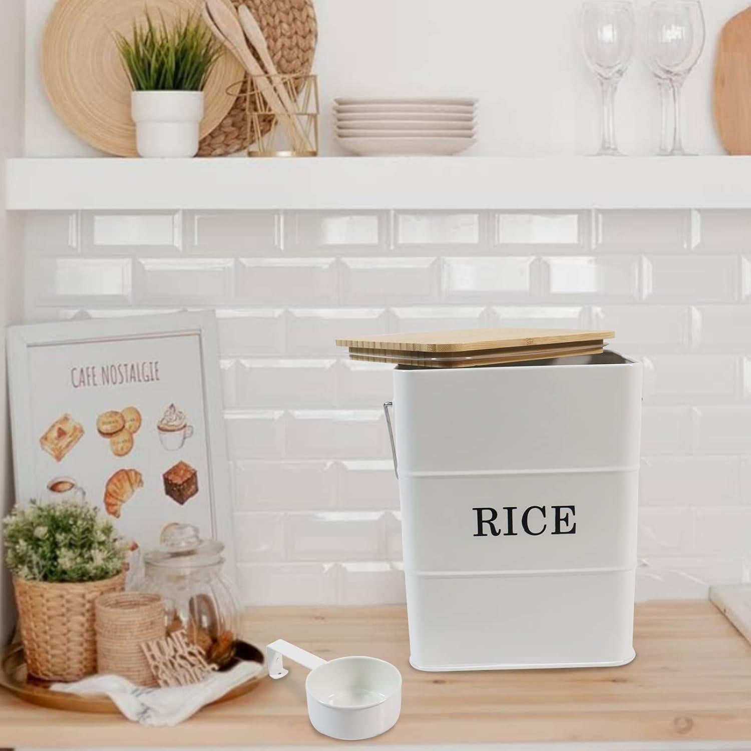 Contenedor de Almacenamiento de Arroz Gdfjiy 10L Blanco