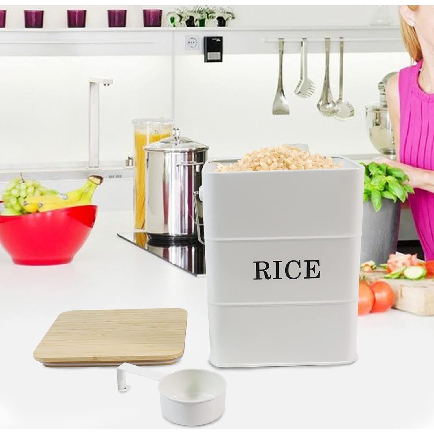 Contenedor de Almacenamiento de Arroz Gdfjiy 10L Blanco