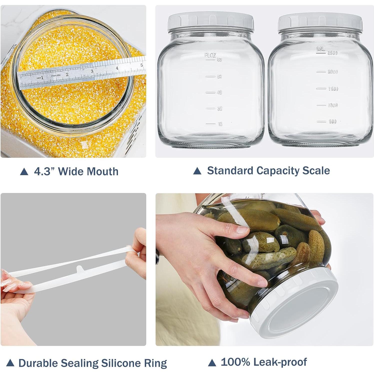 Paquete de 2 Tarros de Vidrio Mason 3,02 L con Tapa