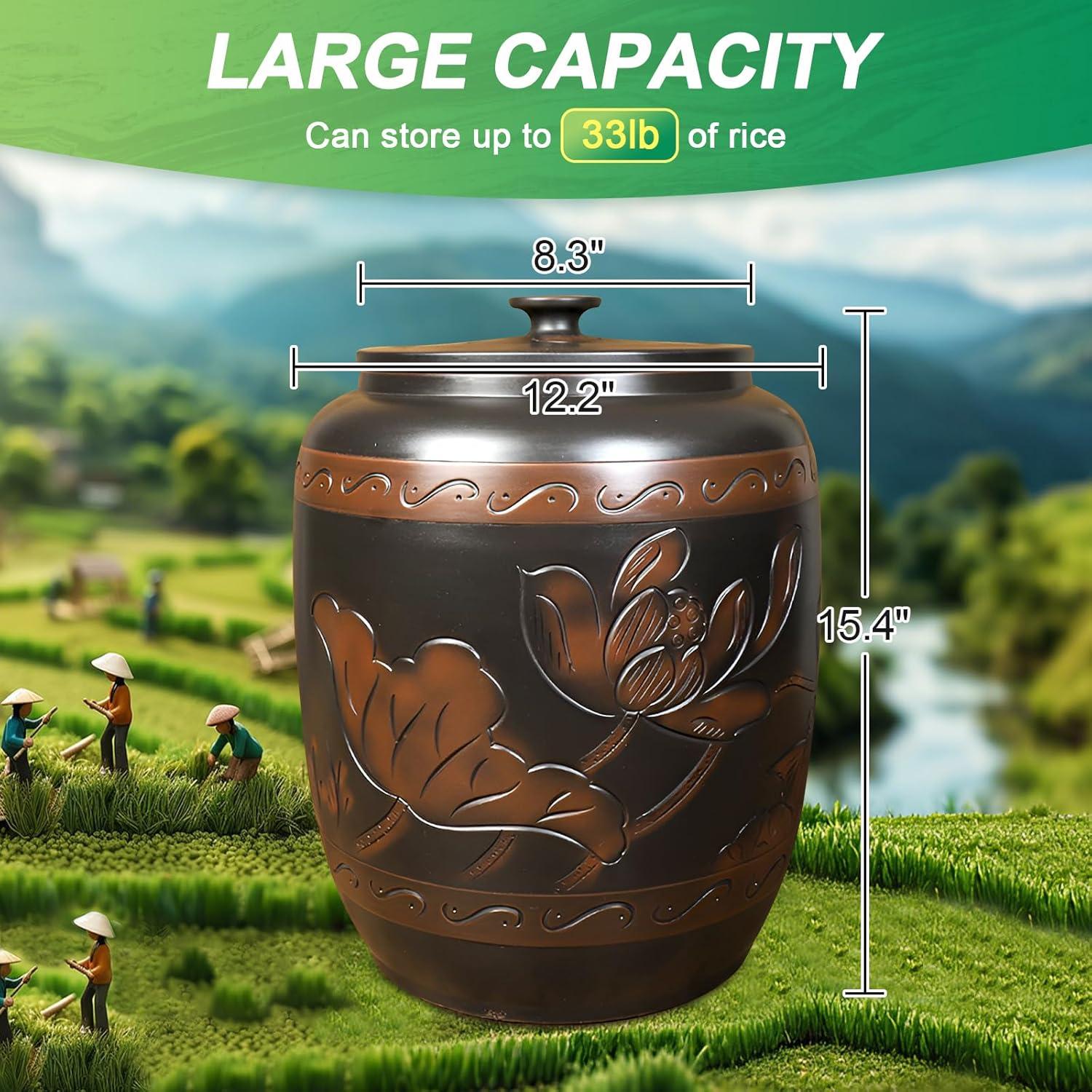 Dispensador de Arroz Cerámica 15 Kg QXYXSM - Organizador Cocina