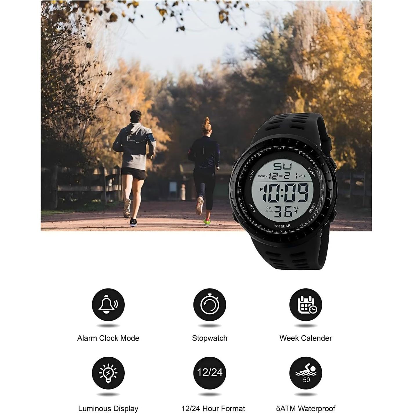 Reloj Digital LYMFHCH Hombre Militar LED Impermeable 50M