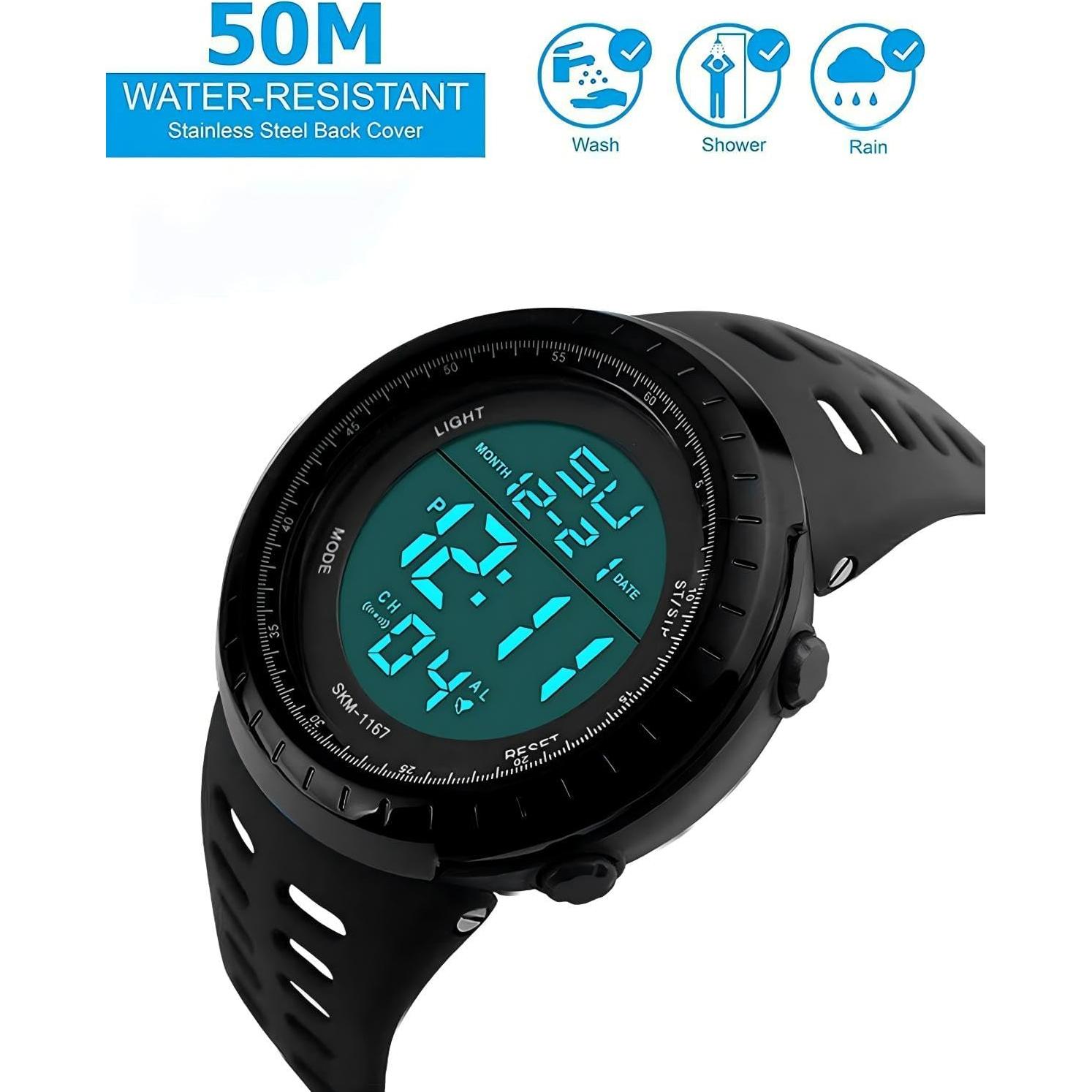 Reloj Digital LYMFHCH Hombre Militar LED Impermeable 50M