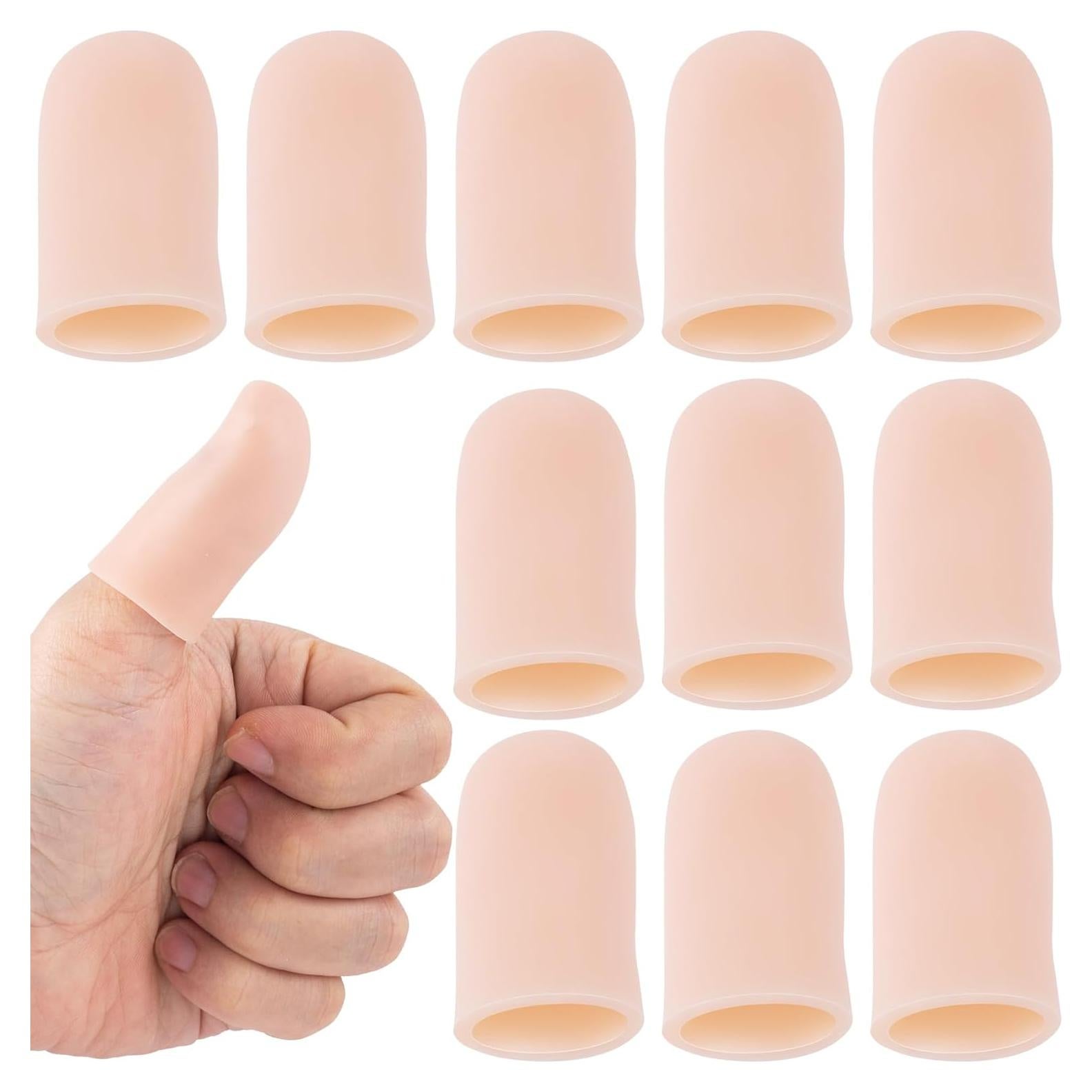 PAGOW 10 Fundas de Dedo de Gel Reutilizables Beige