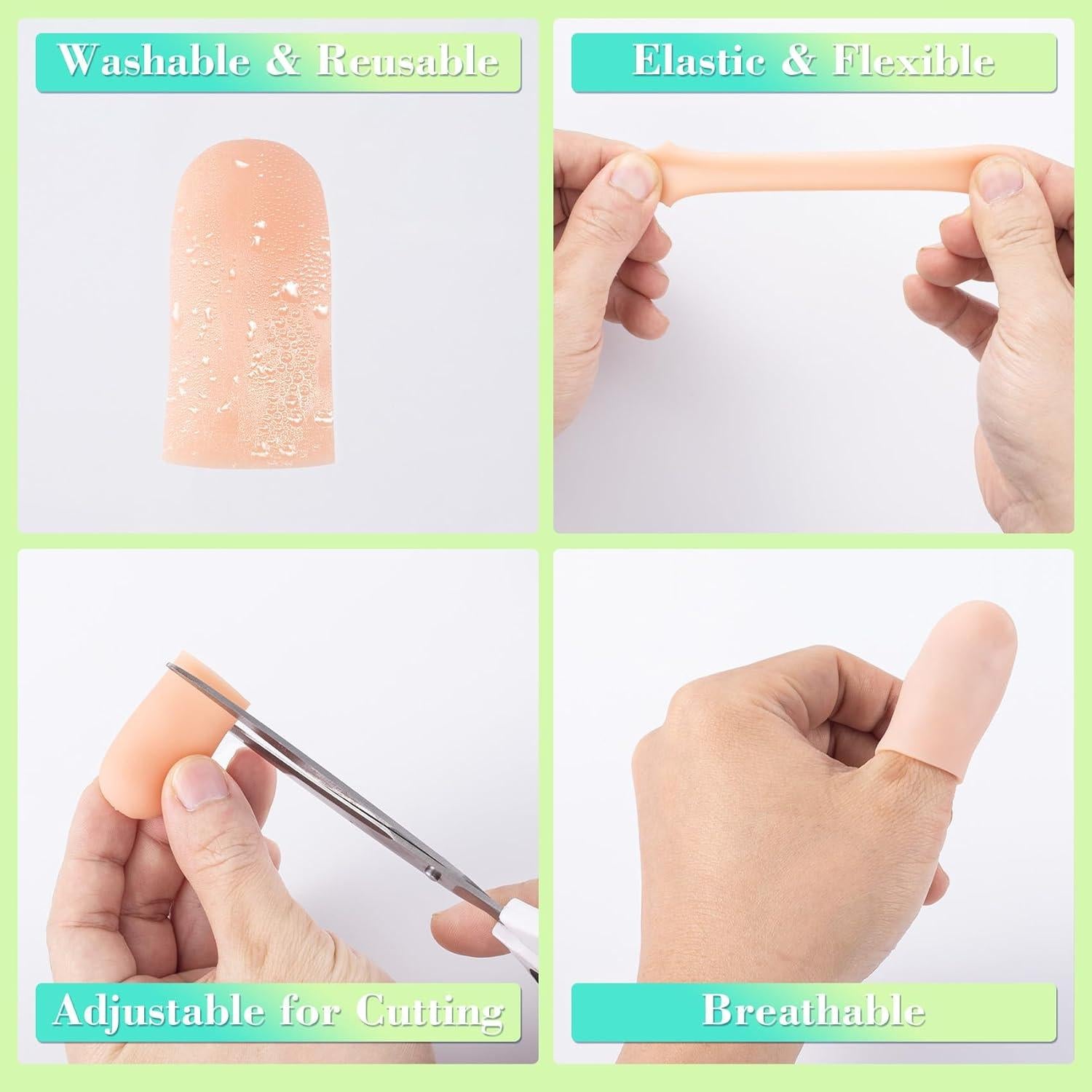 PAGOW 10 Fundas de Dedo de Gel Reutilizables Beige