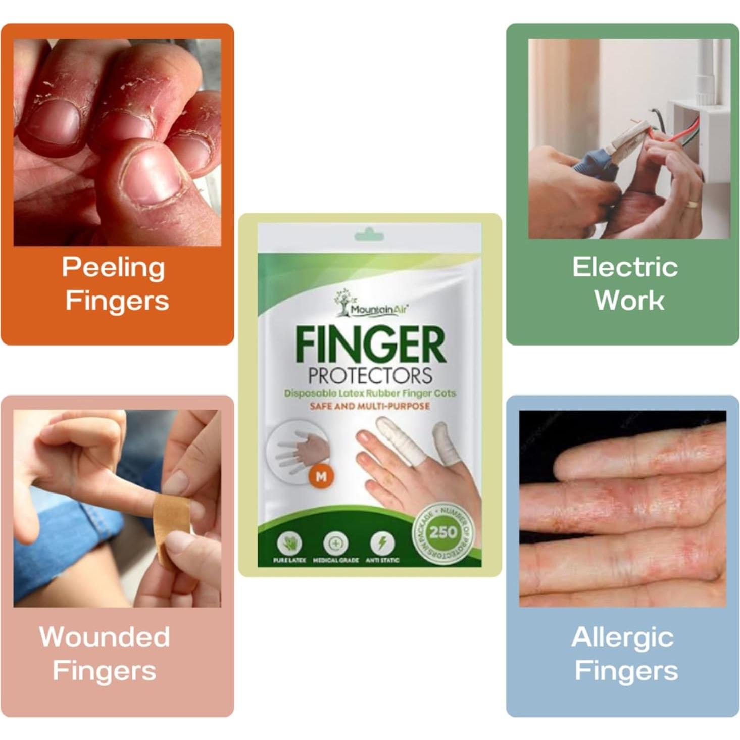 250 Fundas Desechables para Dedos MountainAir - Medianas