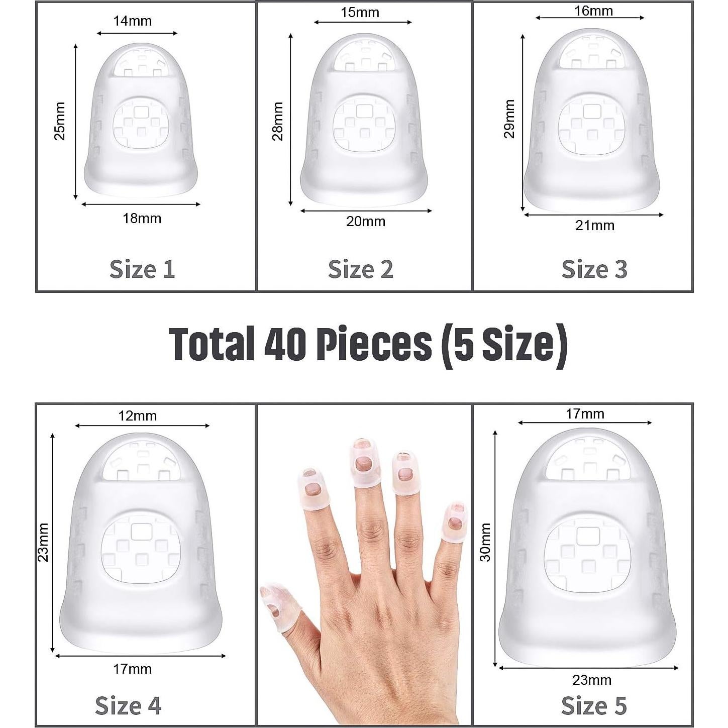 Frienda Protectores de Dedos de Guitarra Silicona 40 Piezas