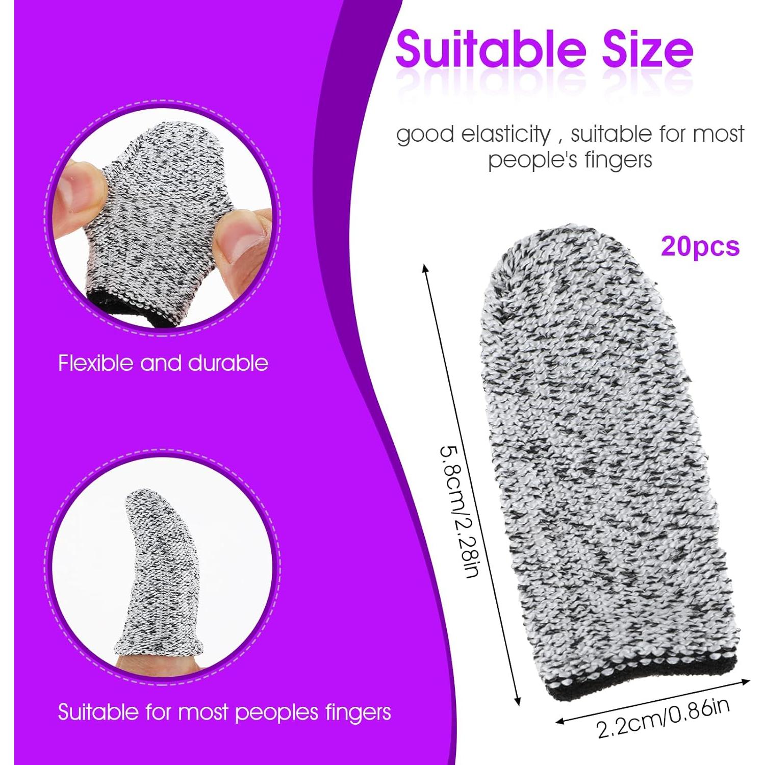 20 Protectores de Dedos Anticorte HPPE Reutilizables 5.8cm