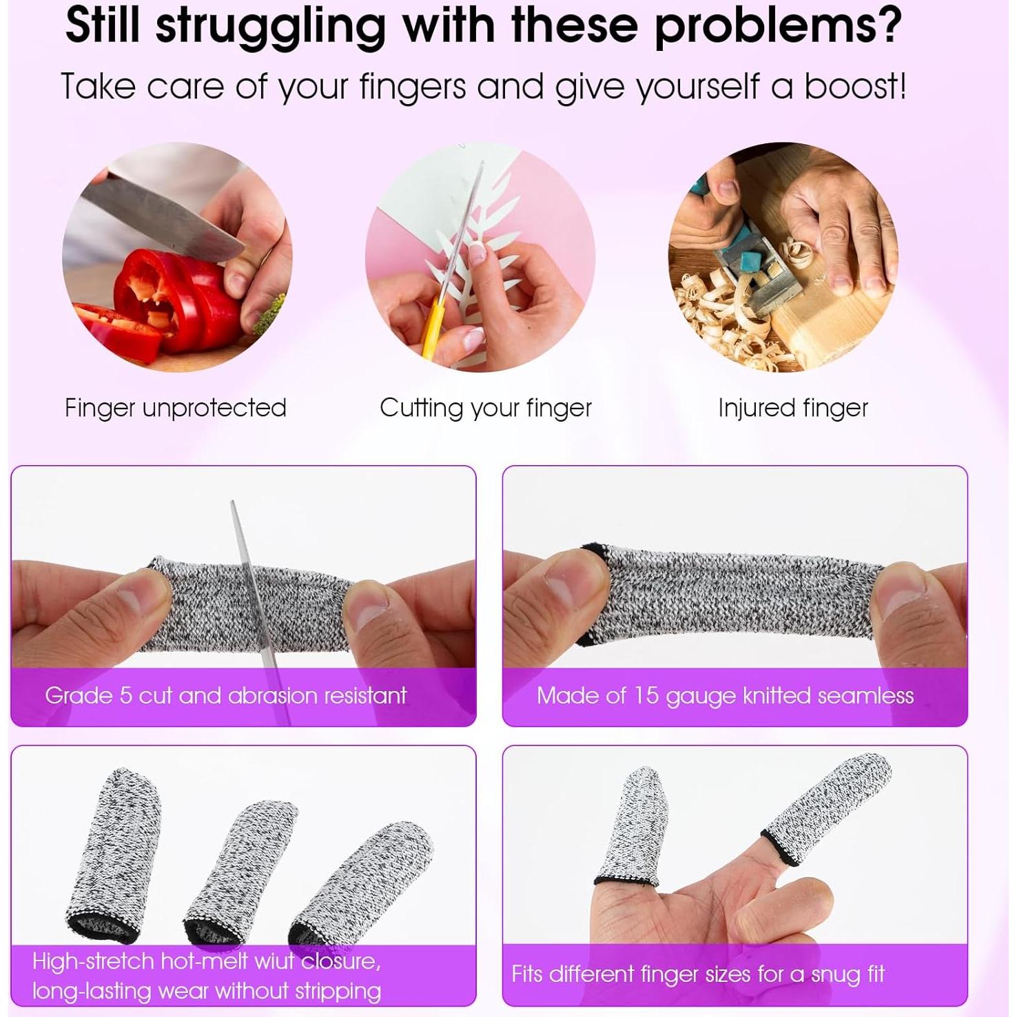 20 Protectores de Dedos Anticorte HPPE Reutilizables 5.8cm