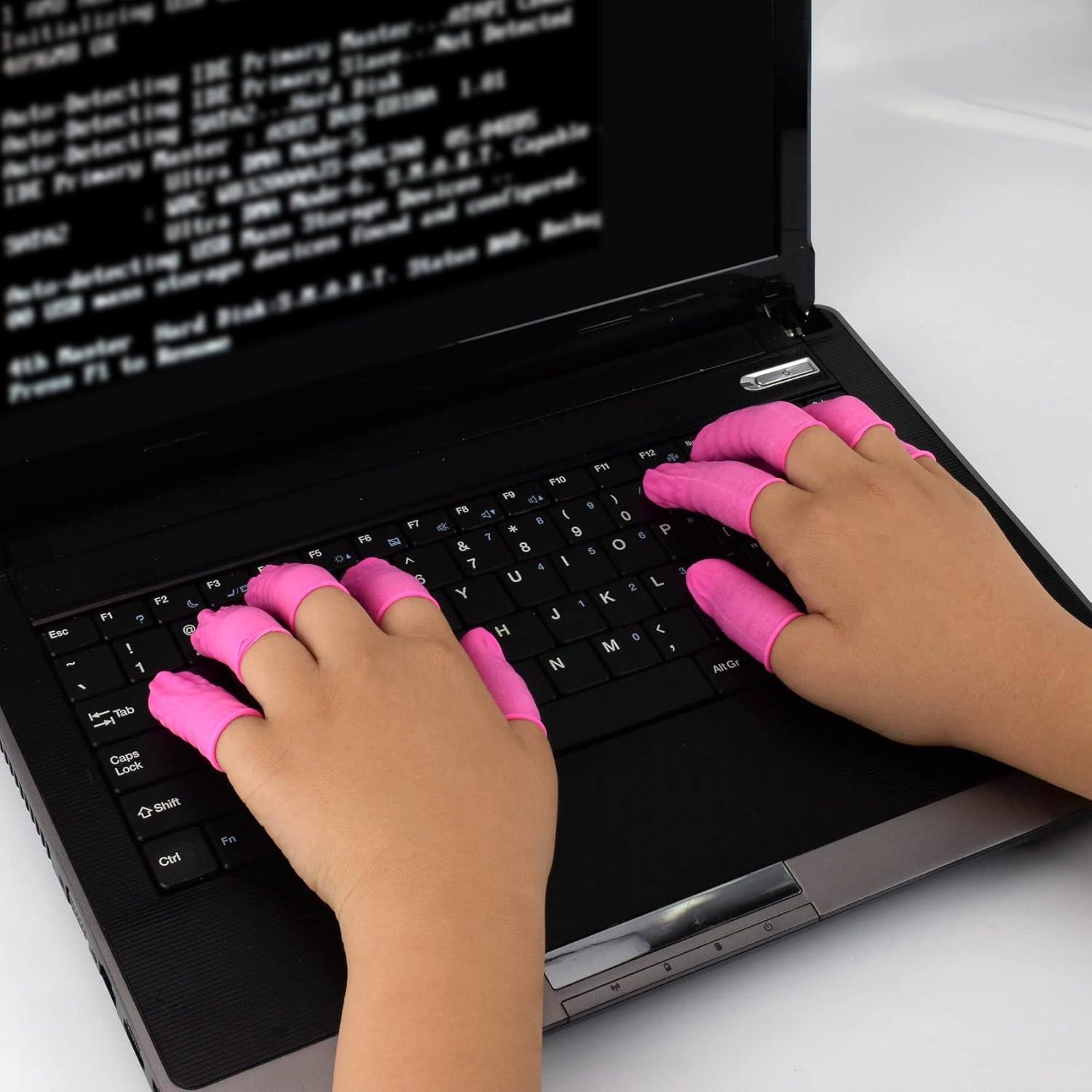 200 Fundas para Dedos de Láttex CREHODEC Medianas Rosas