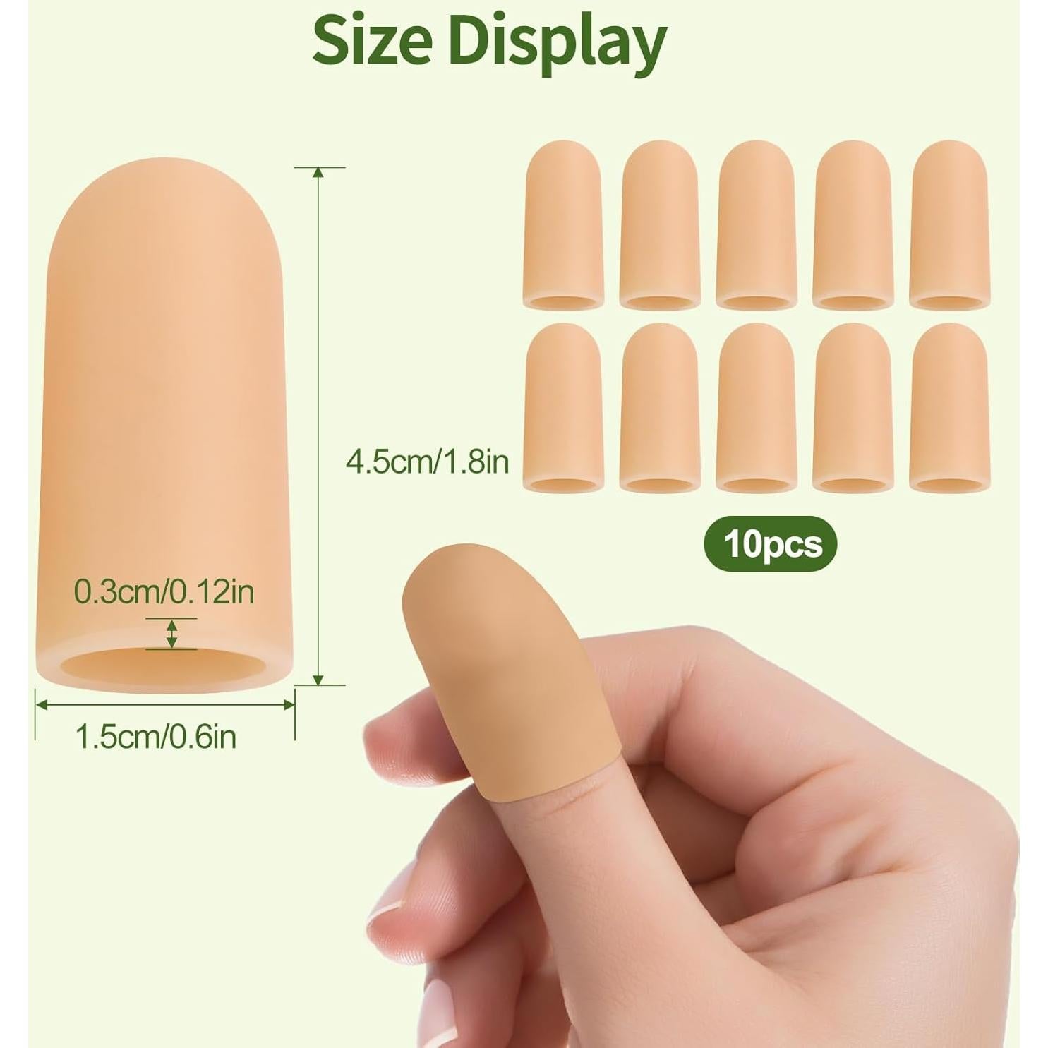 Fundas de Gel para Dedos QVYQVY - 10 Piezas, Color Piel