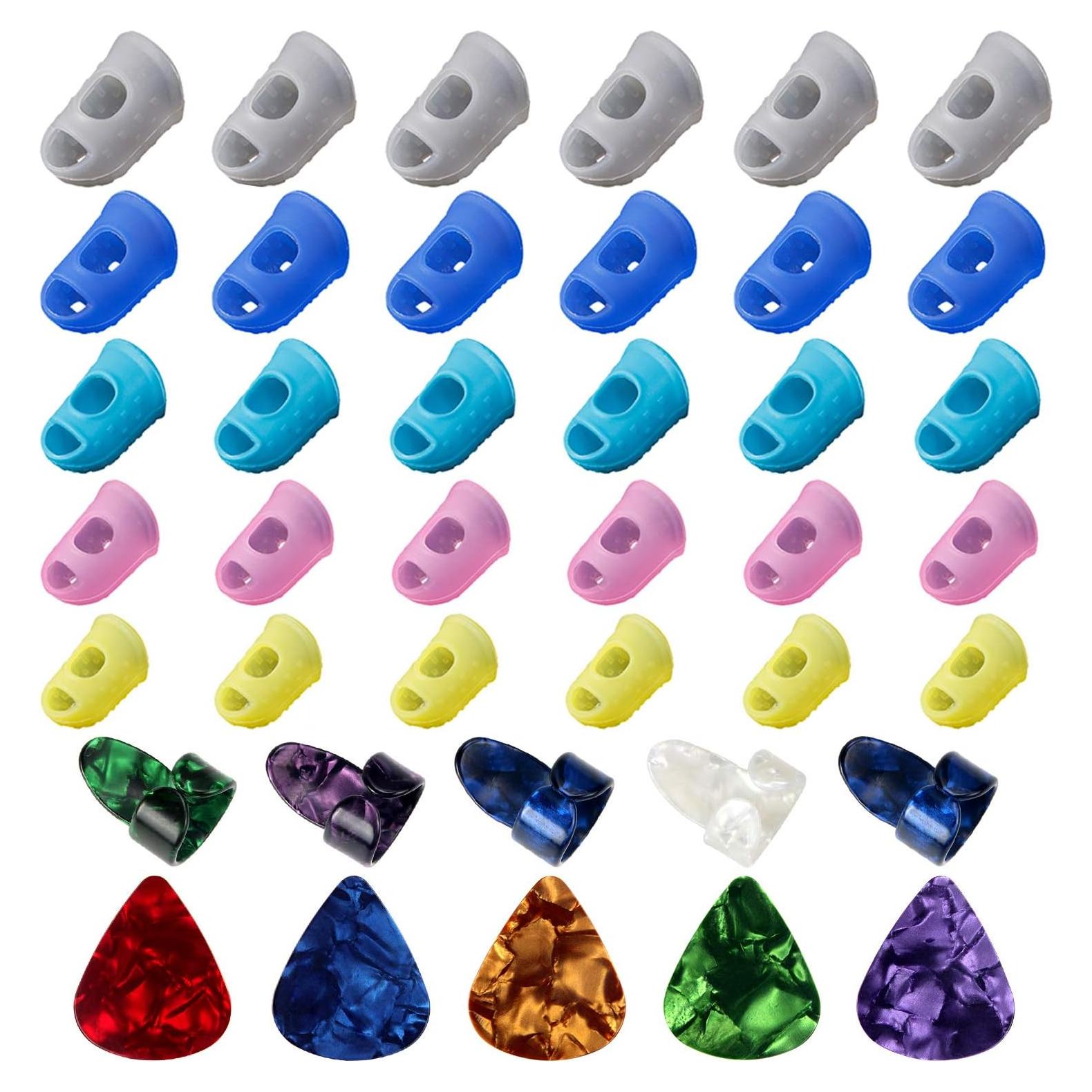 30 Protectores de Dedos de Silicona para Guitarra 5 Tamaños