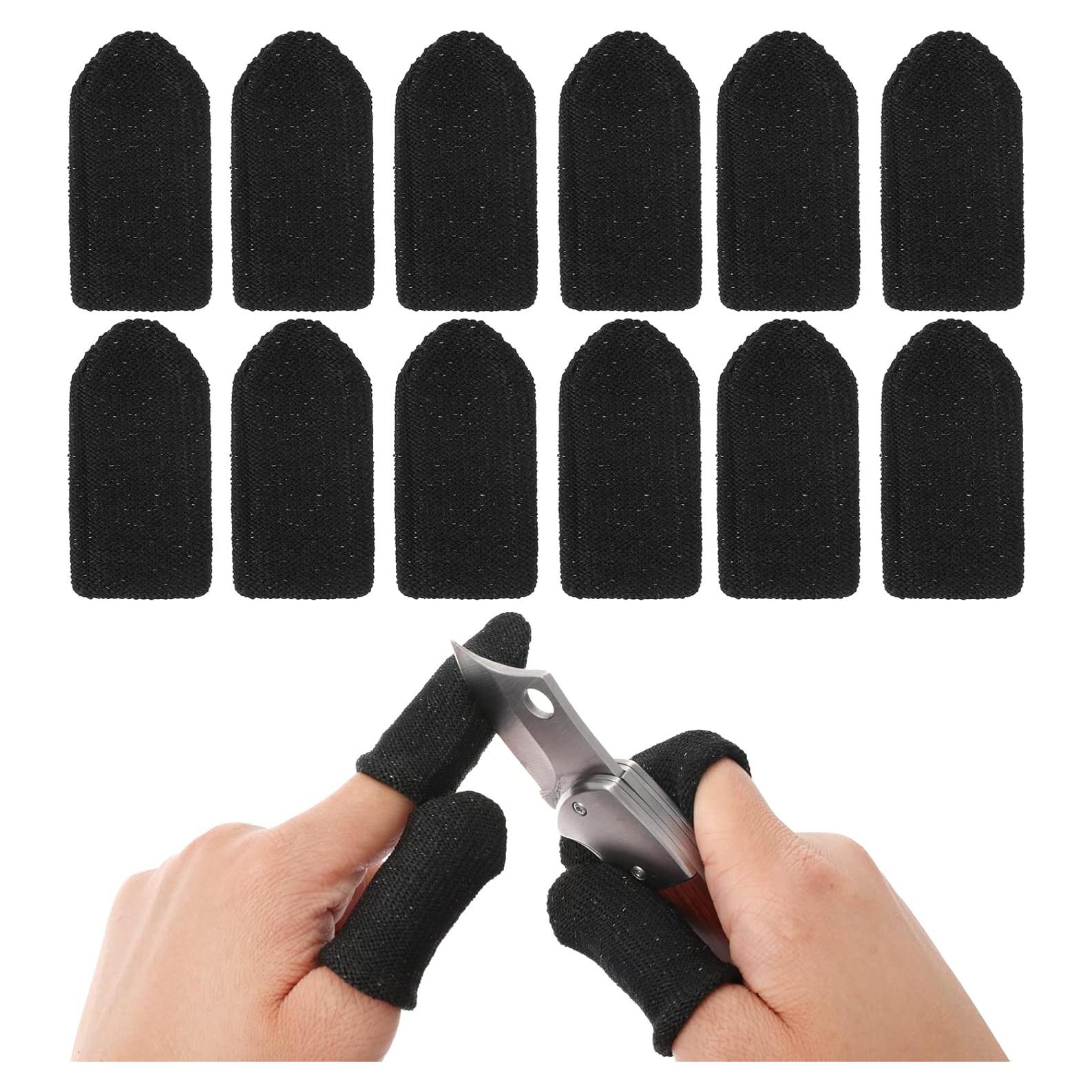 12 Protectores de Dedos HPPE TIESOME Reutilizables Negros