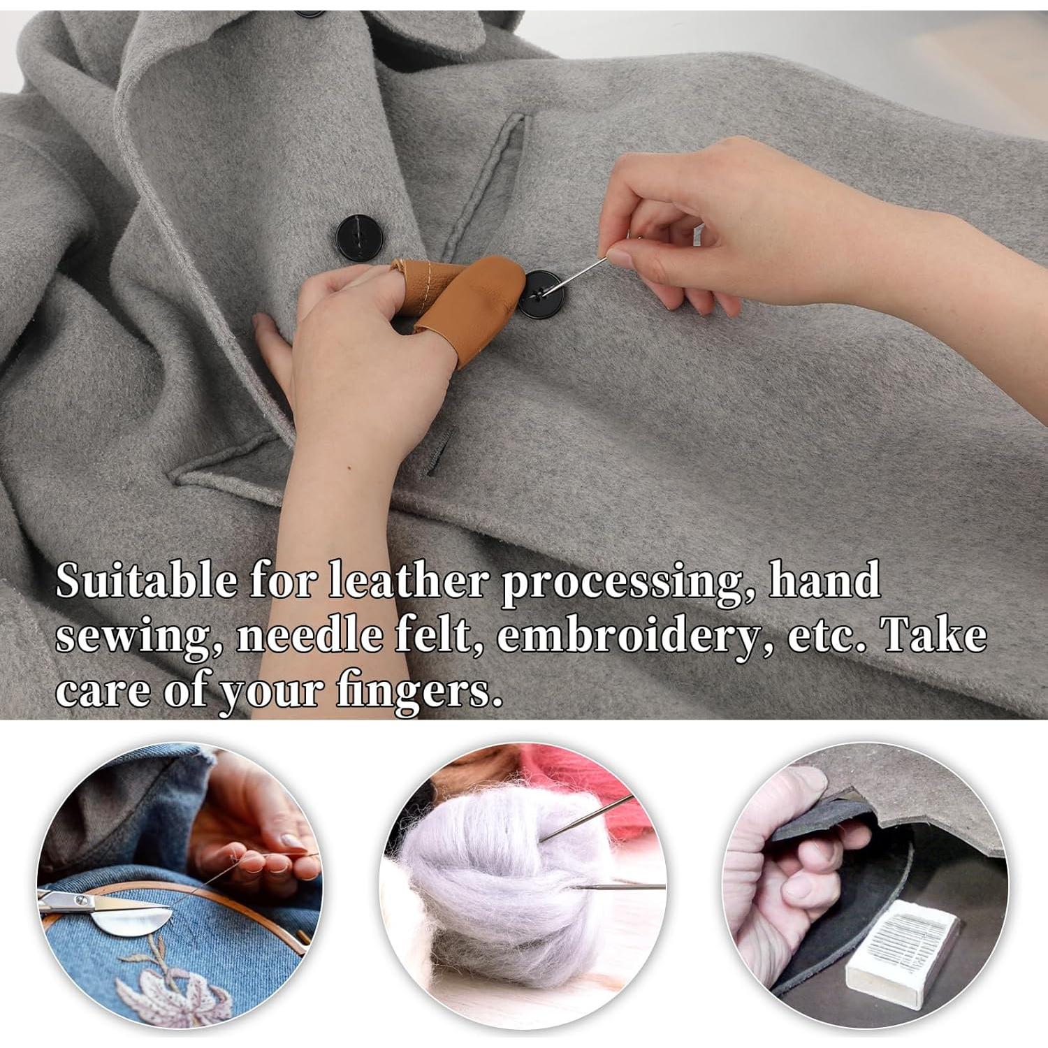 3 Pares de Protectores de Dedos de Cuero InnoHHustle para Coser