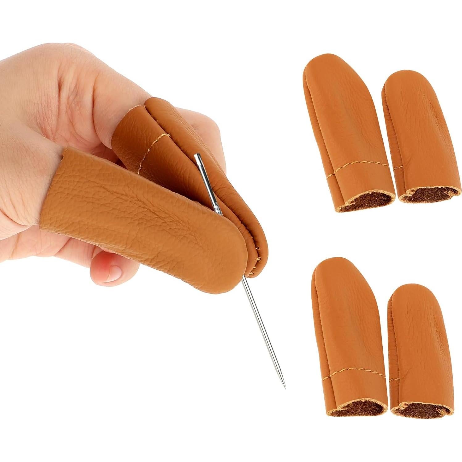 3 Pares de Protectores de Dedos de Cuero InnoHHustle para Coser