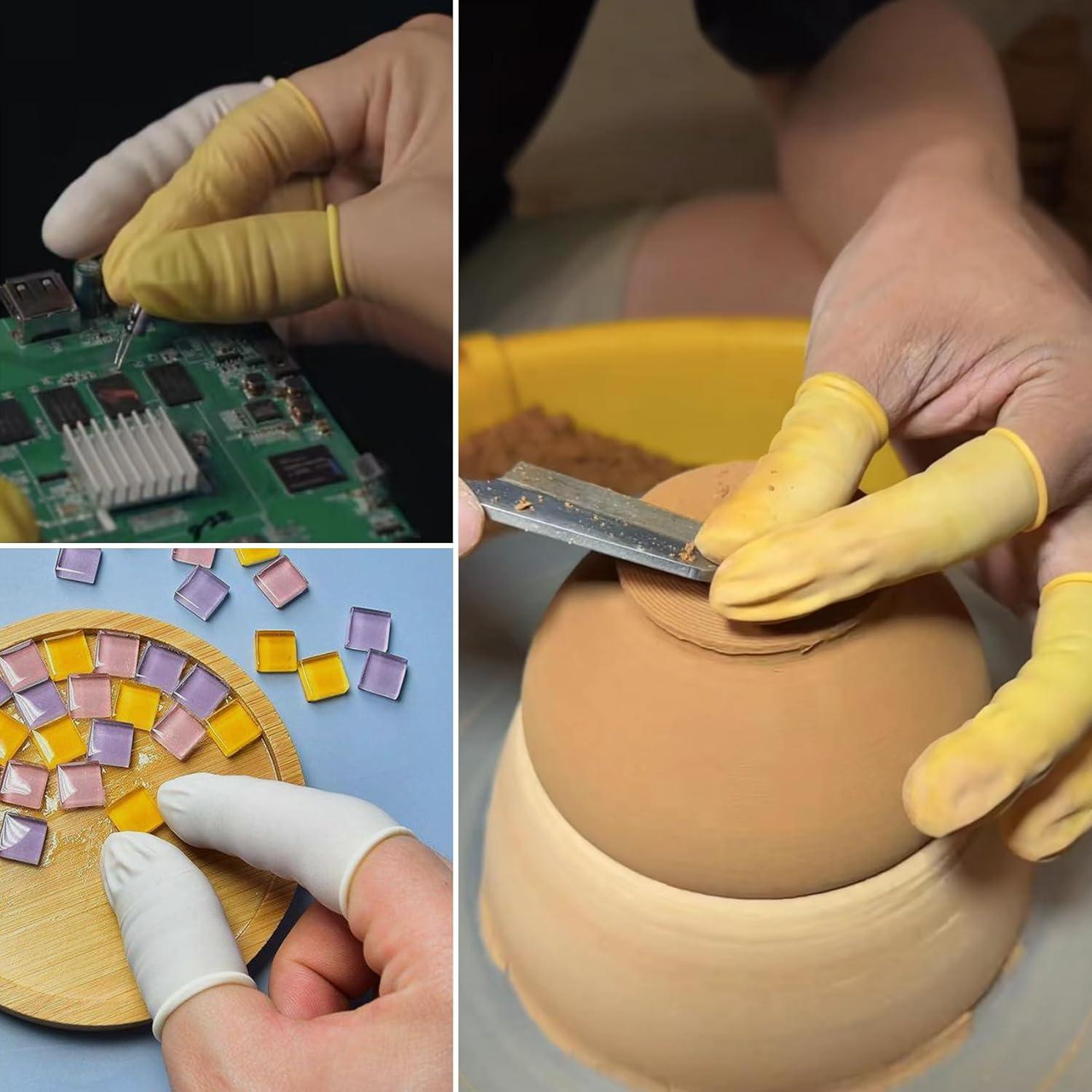 100 Protectores de Dedos de Látex Antiestático QIANCAIWANG M Rosa