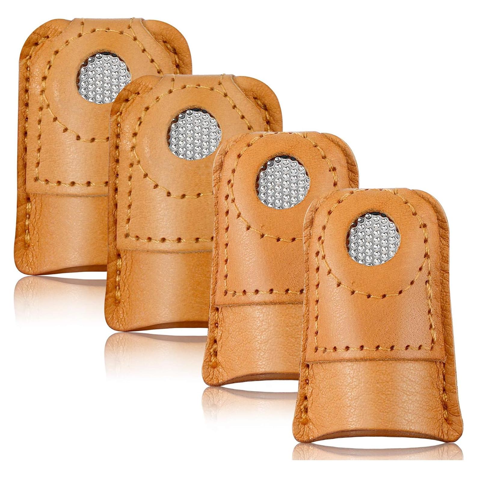 Dedales de Cuero WILLBOND 4 Piezas para Coser a Mano