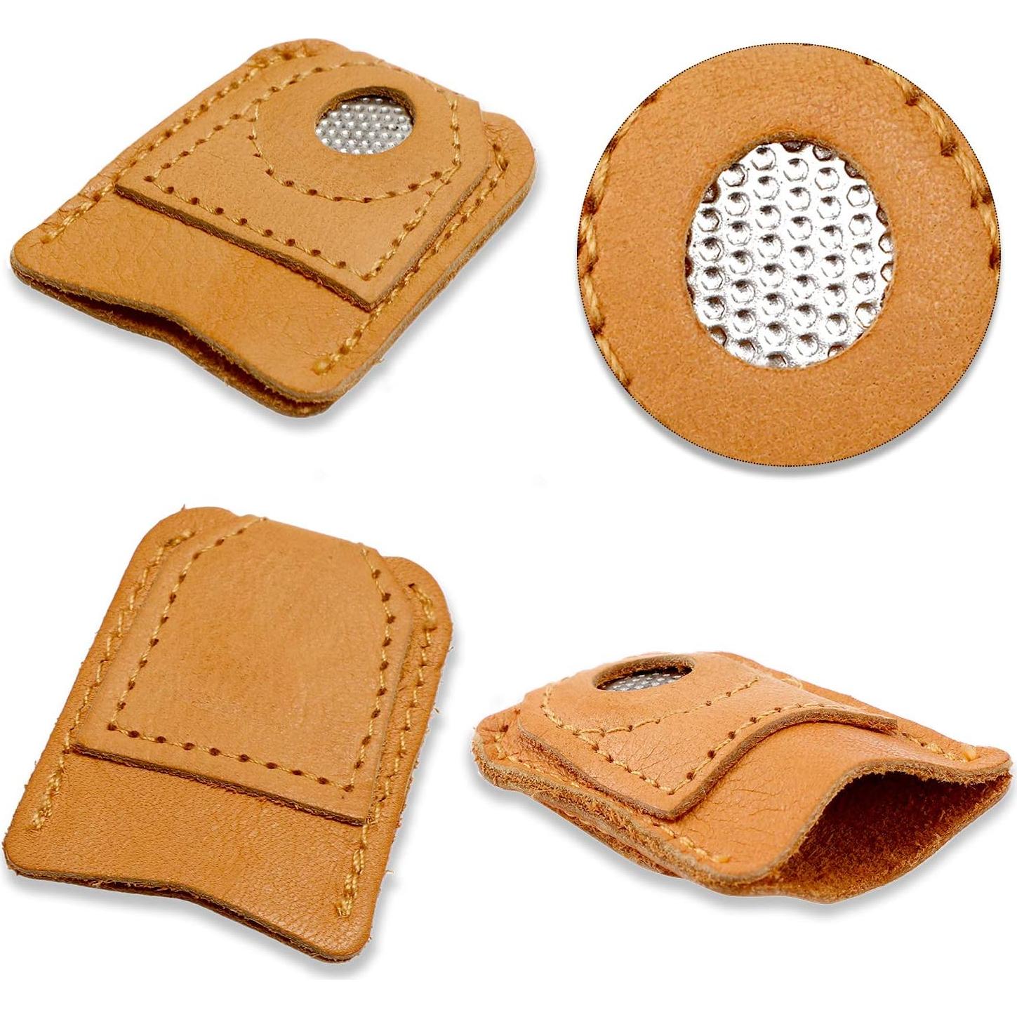 Dedales de Cuero WILLBOND 4 Piezas para Coser a Mano