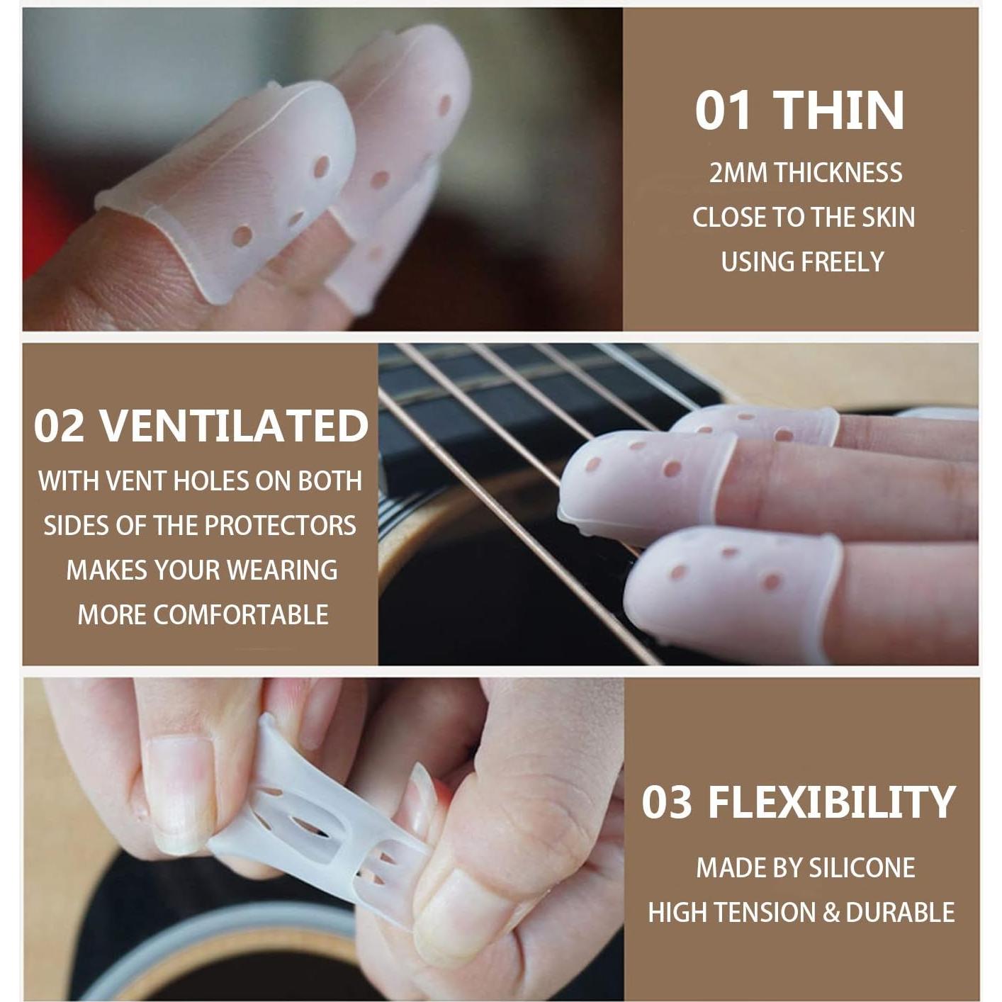 Set de Protectores de Dedo y Picks para Guitarra Silicona