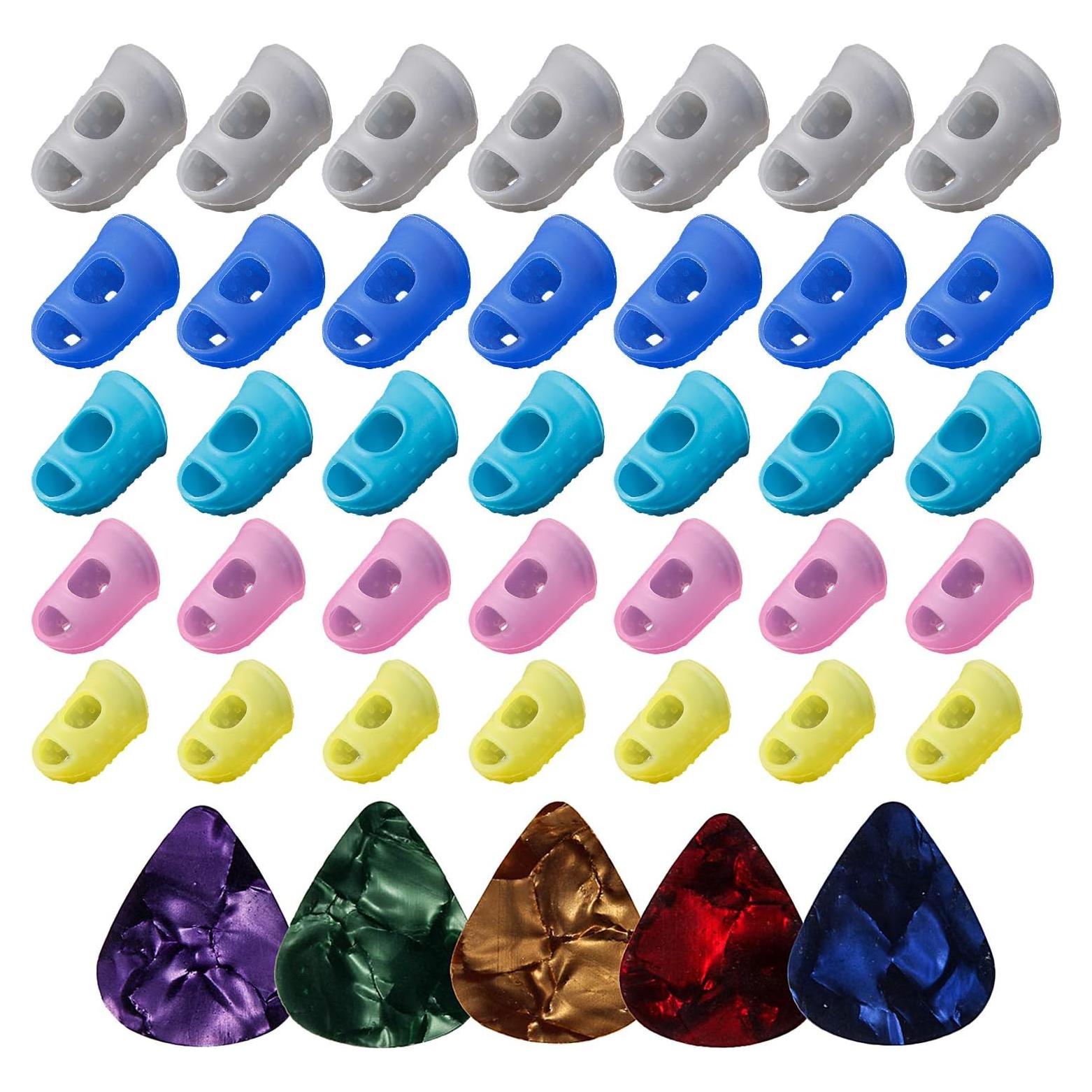 40 Protectores de Dedo de Silicona para Guitarra Multicolor