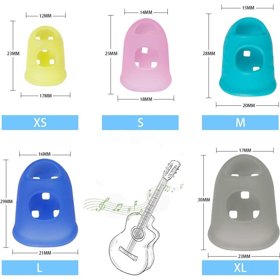 40 Protectores de Dedo de Silicona para Guitarra Multicolor