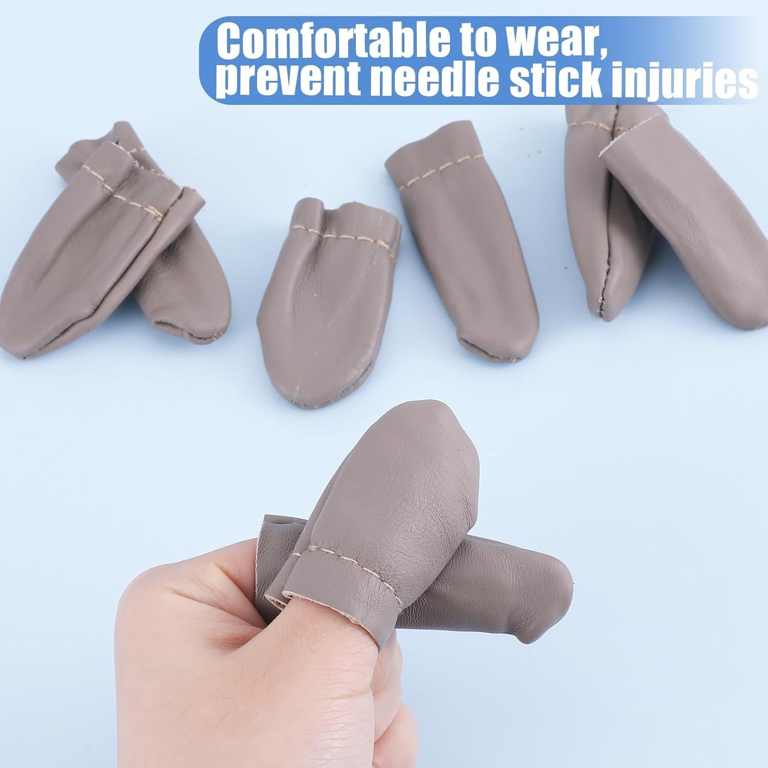 Protectores de Dedos de Cuero PU para Costura - 8 Pcs