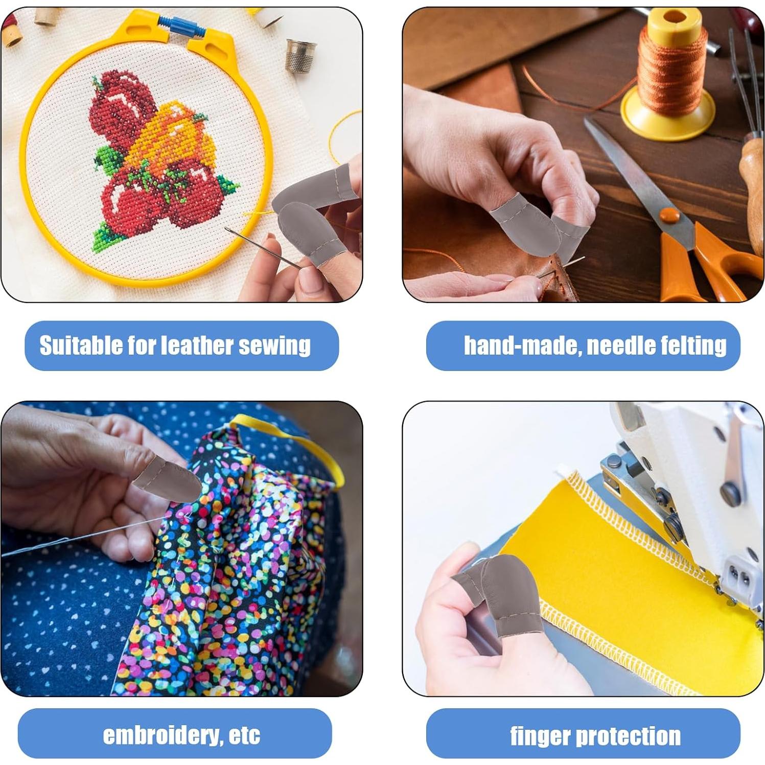 Protectores de Dedos de Cuero PU para Costura - 8 Pcs