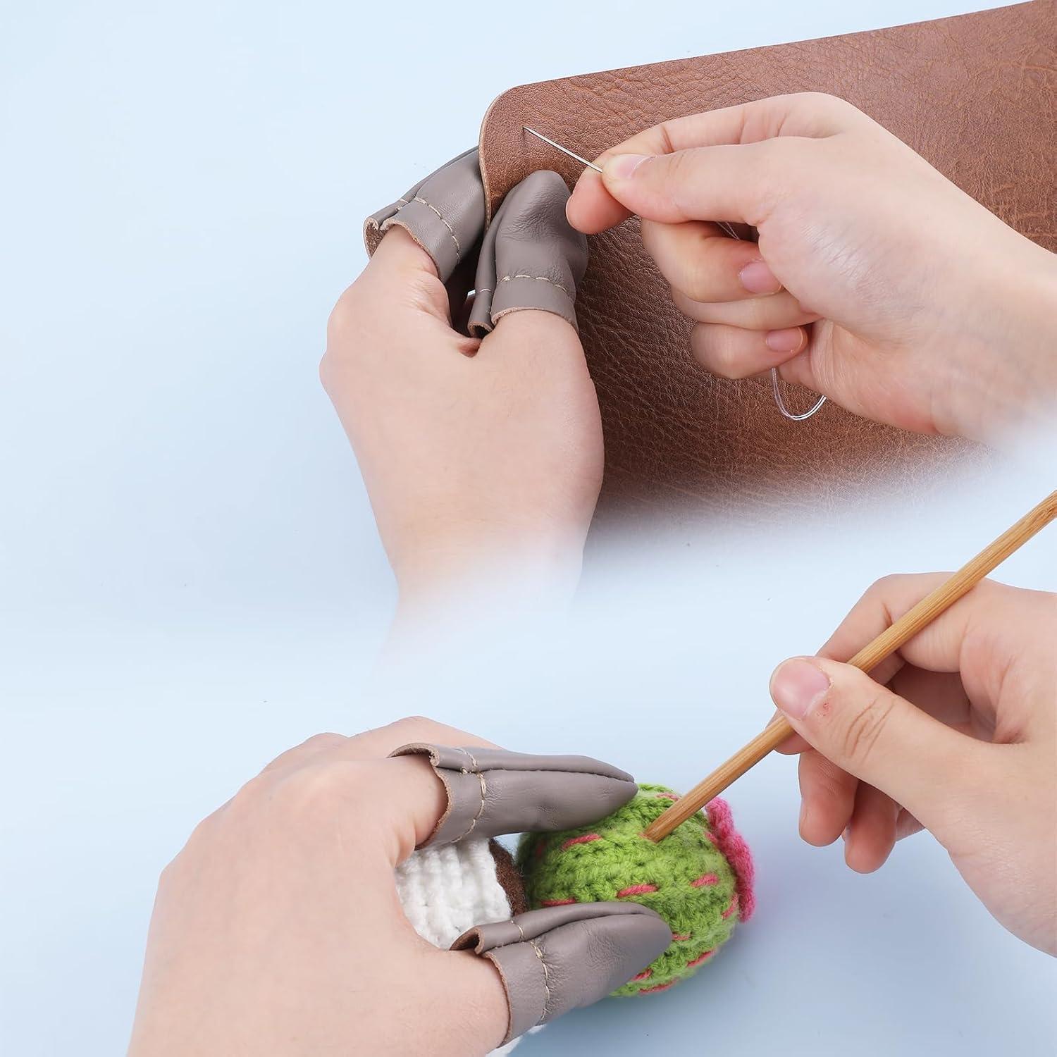 Protectores de Dedos de Cuero PU para Costura - 8 Pcs