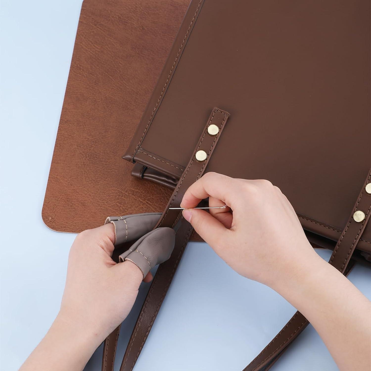 Protectores de Dedos de Cuero PU para Costura - 8 Pcs