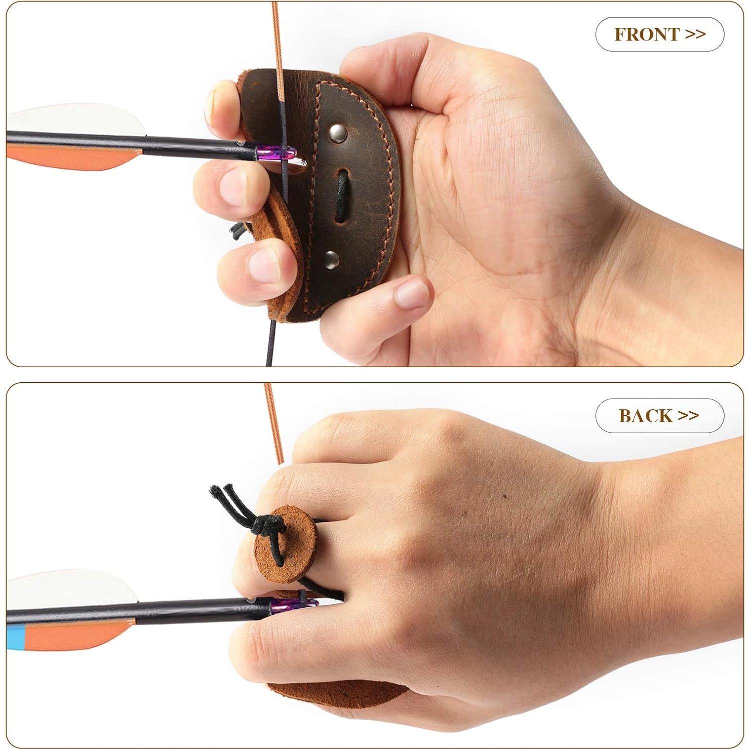 Protector de Dedo de Arquería Ringsun de Cuero para Tiro