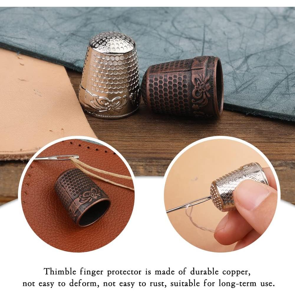 10 Dedales de Costura JNENERY Ajustables de Metal y Cuero