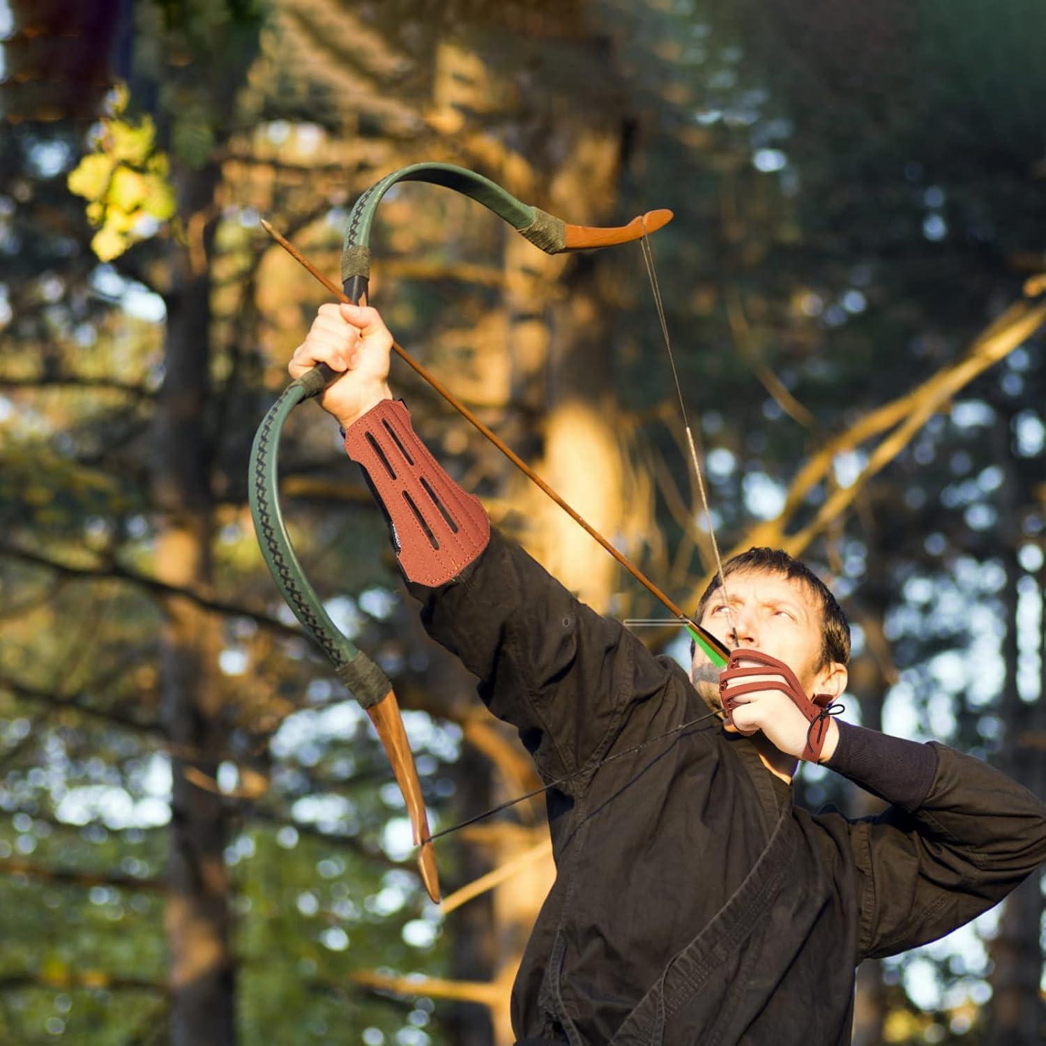 Protector de Brazo y Guantes de Arquería TOPARCHERY Marrón