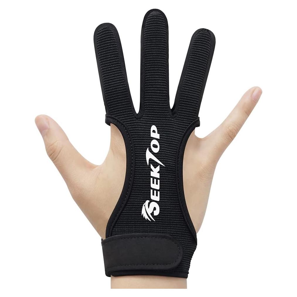 Guantes de Tiro Arquería Seektop 3 Dedos Negro Grande