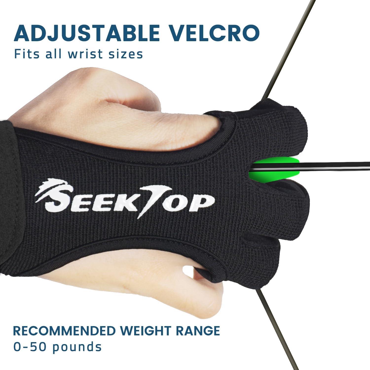 Guantes de Tiro Arquería Seektop 3 Dedos Negro Grande