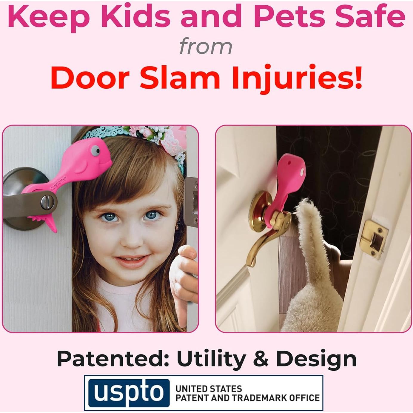 Tope de puerta SAFESLAM Rosa a prueba de bebés y mascotas