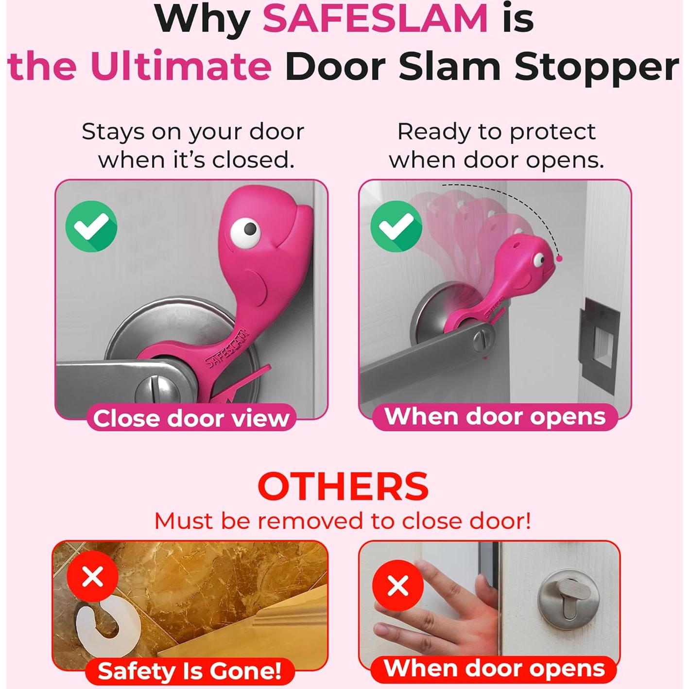 Tope de puerta SAFESLAM Rosa a prueba de bebés y mascotas