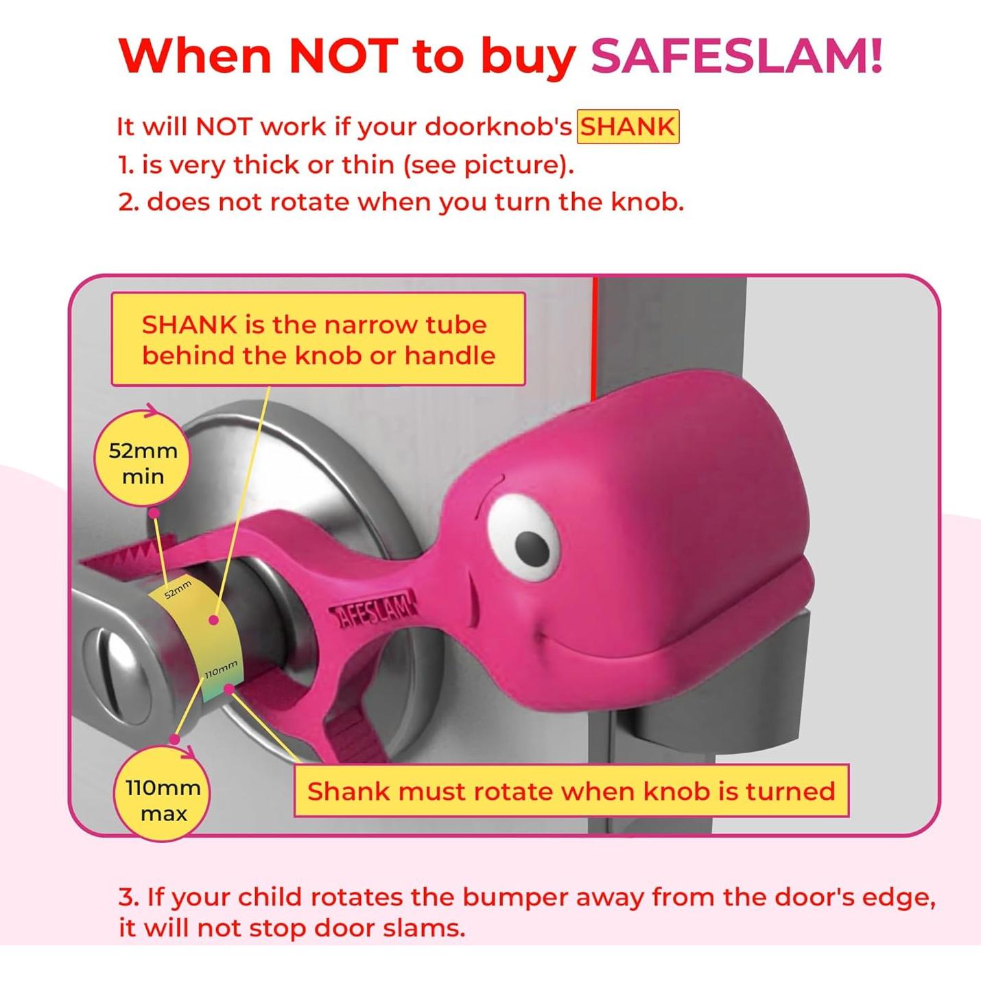 Tope de puerta SAFESLAM Rosa a prueba de bebés y mascotas