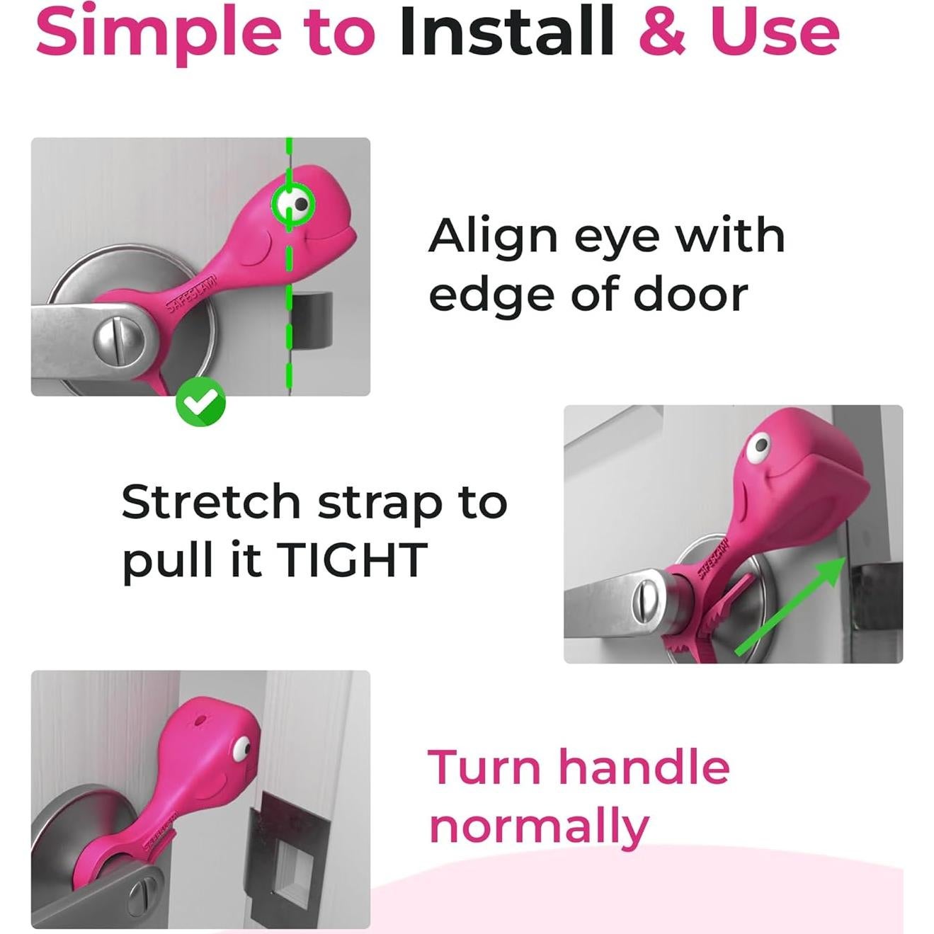 Tope de puerta SAFESLAM Rosa a prueba de bebés y mascotas
