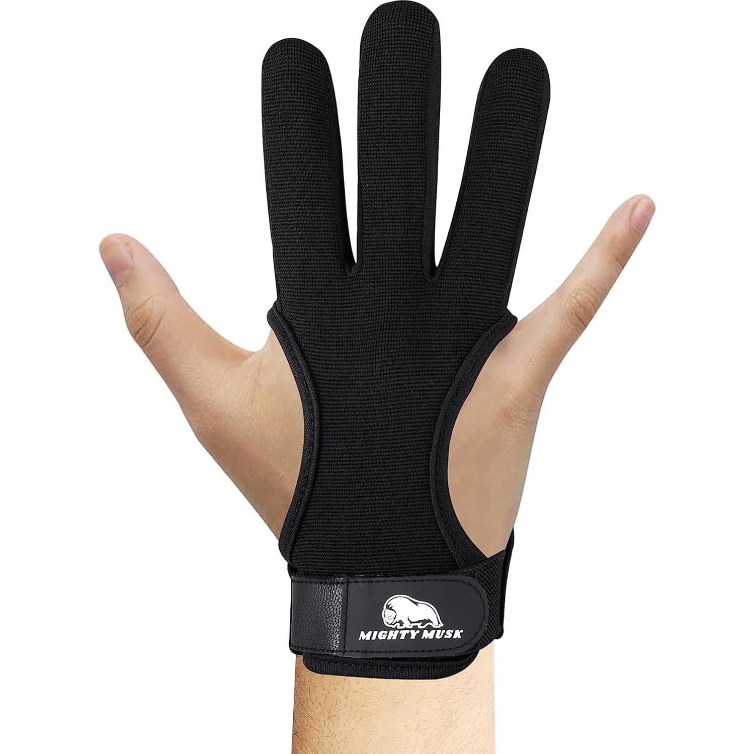 Guante de Tiro con Arco Mighty Musk BAG-10001 Cuero Negro