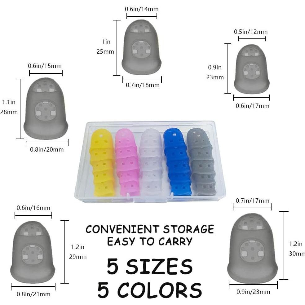 Guitar Fingertip Protectors, 25-Pack Silicone Finger Covers for Guitar/Ukulele/Banjo/Mandolin – Breathable, Flexible, Non-Slip Practice Sleeves, Mixed Colors with Storage Case, Reusable