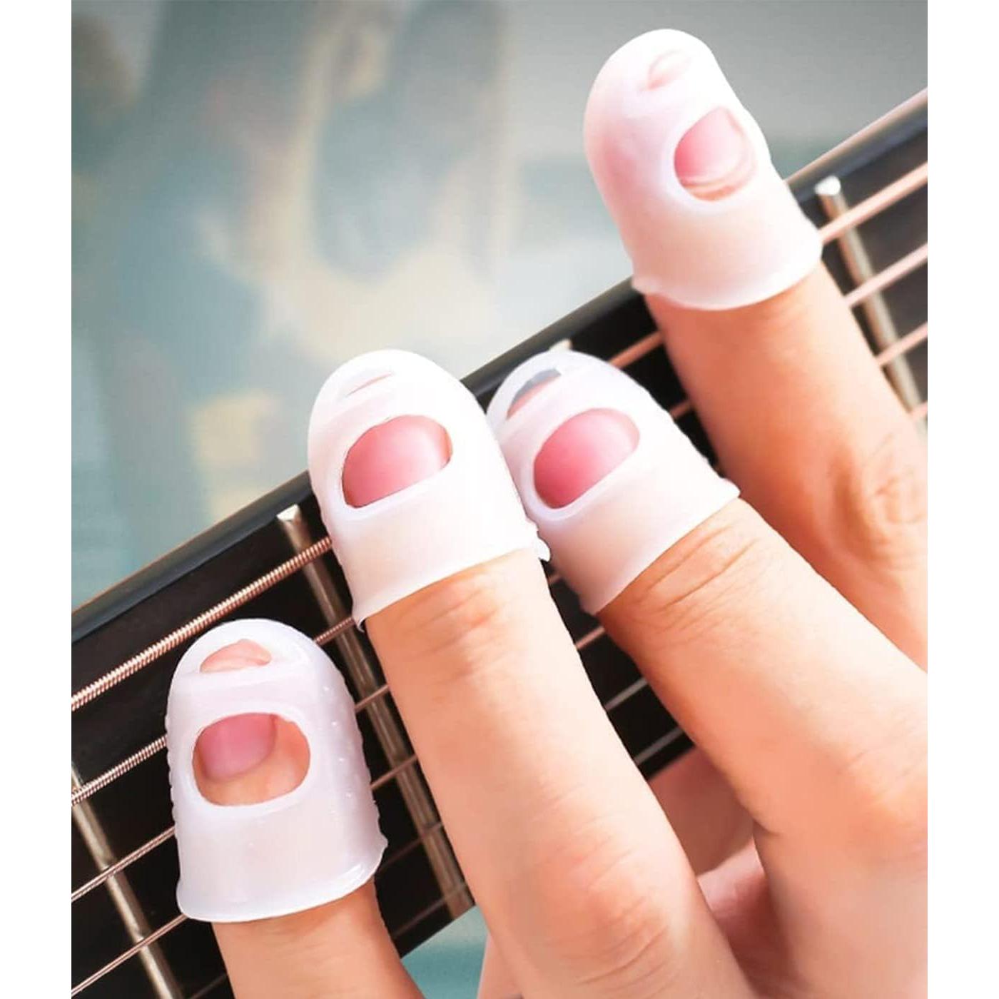 Guitar Fingertip Protectors, 25-Pack Silicone Finger Covers for Guitar/Ukulele/Banjo/Mandolin – Breathable, Flexible, Non-Slip Practice Sleeves, Mixed Colors with Storage Case, Reusable